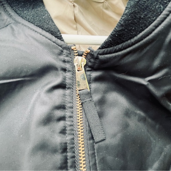 ZARA black bomber jacket with polished gold zippers size M - Picture 6 of 9
